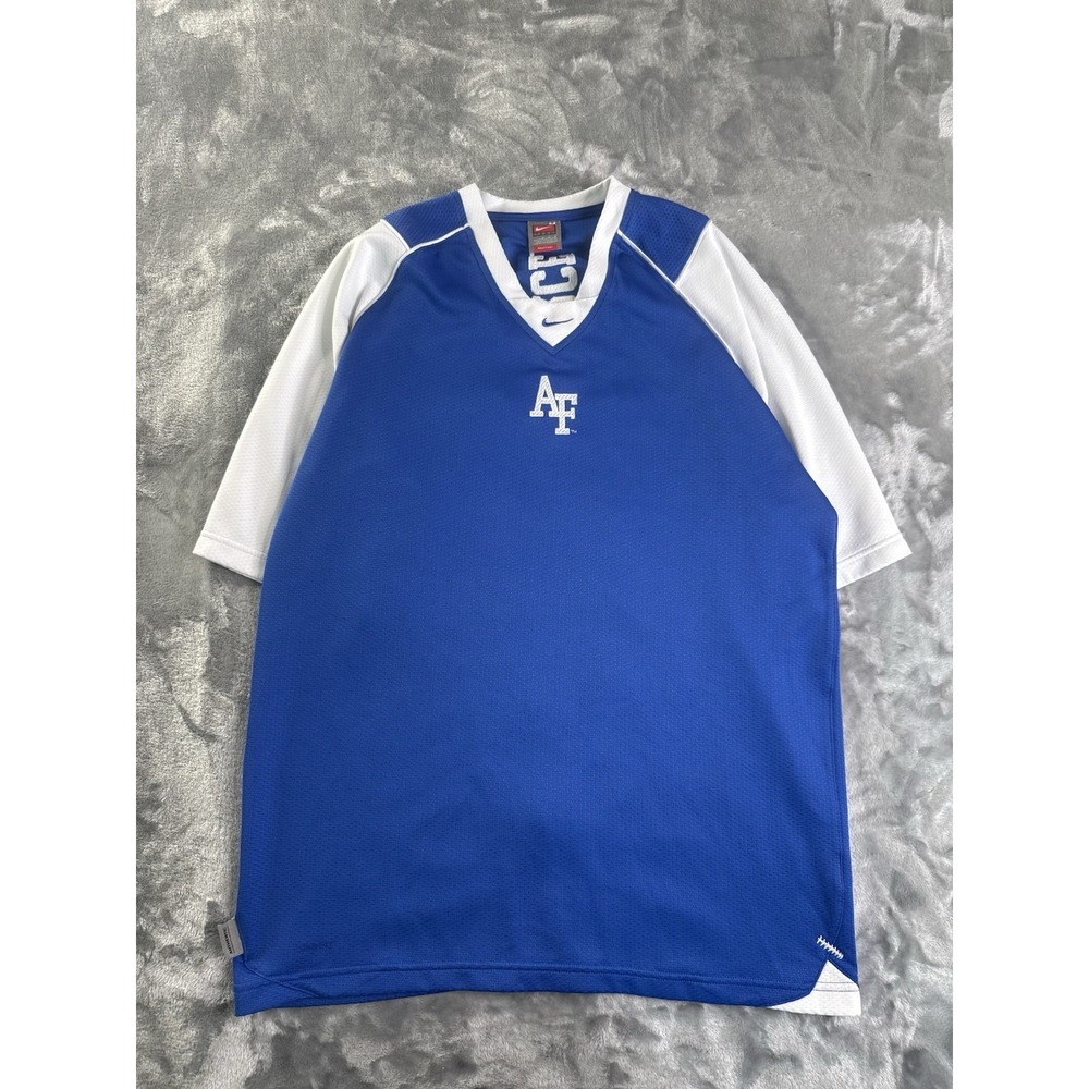 Air Force Falcons Nike Short Sleeve Shirt Men's Medium‎ Blue Spellout Back Hit